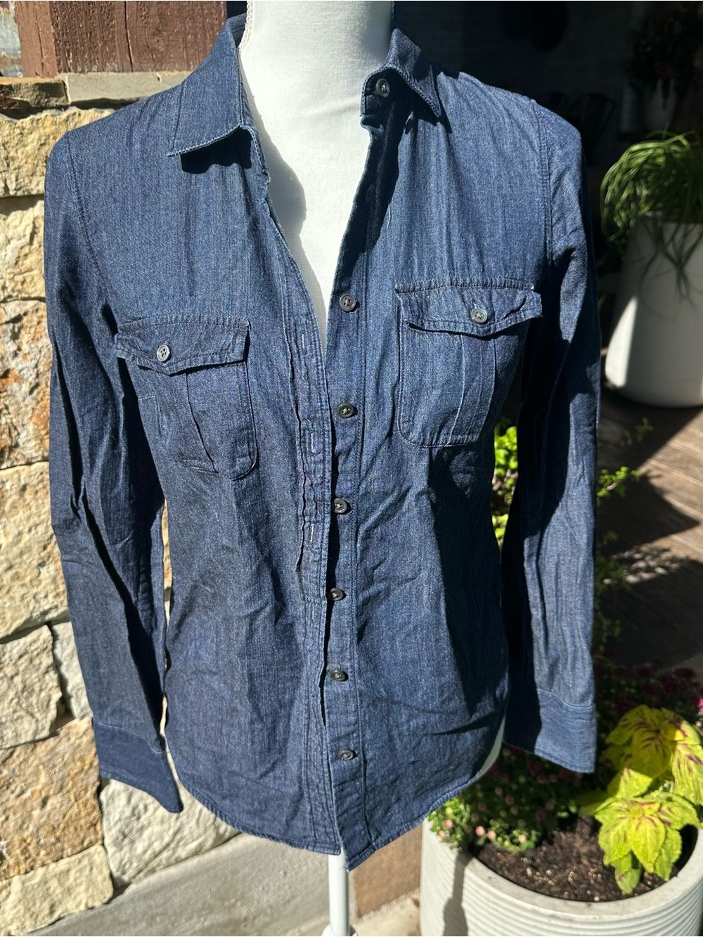 Dark Blue Denim Button-Up Shirt